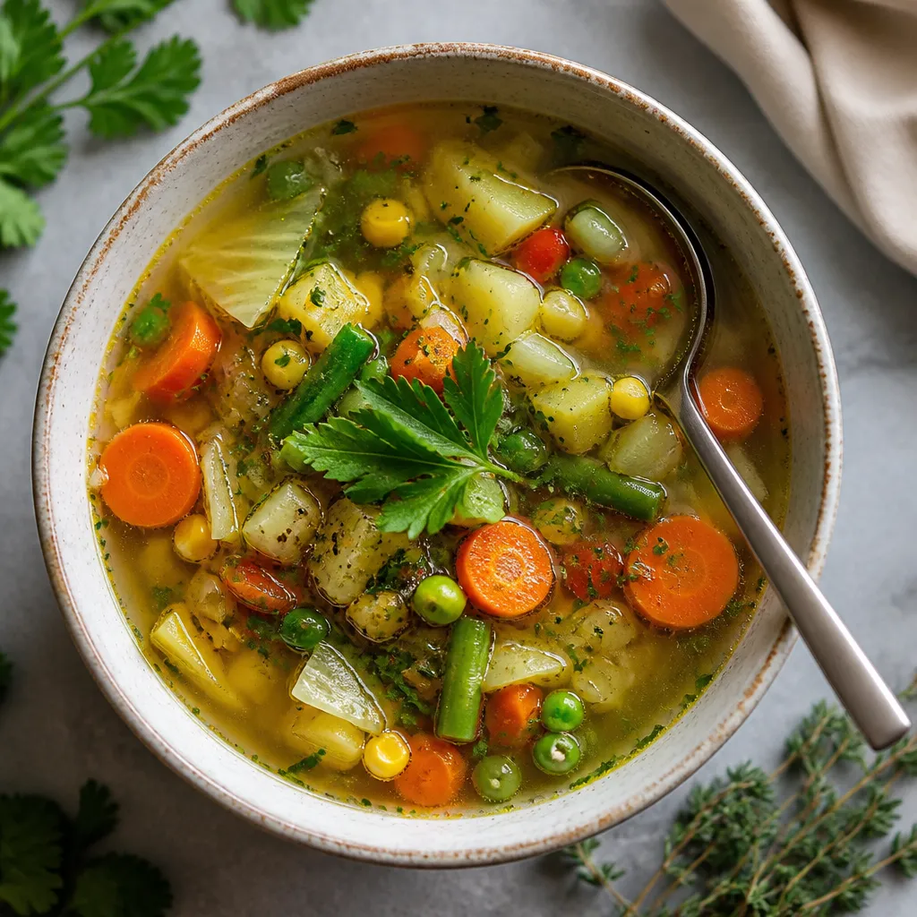 A pot of soup being tasted from a spoon