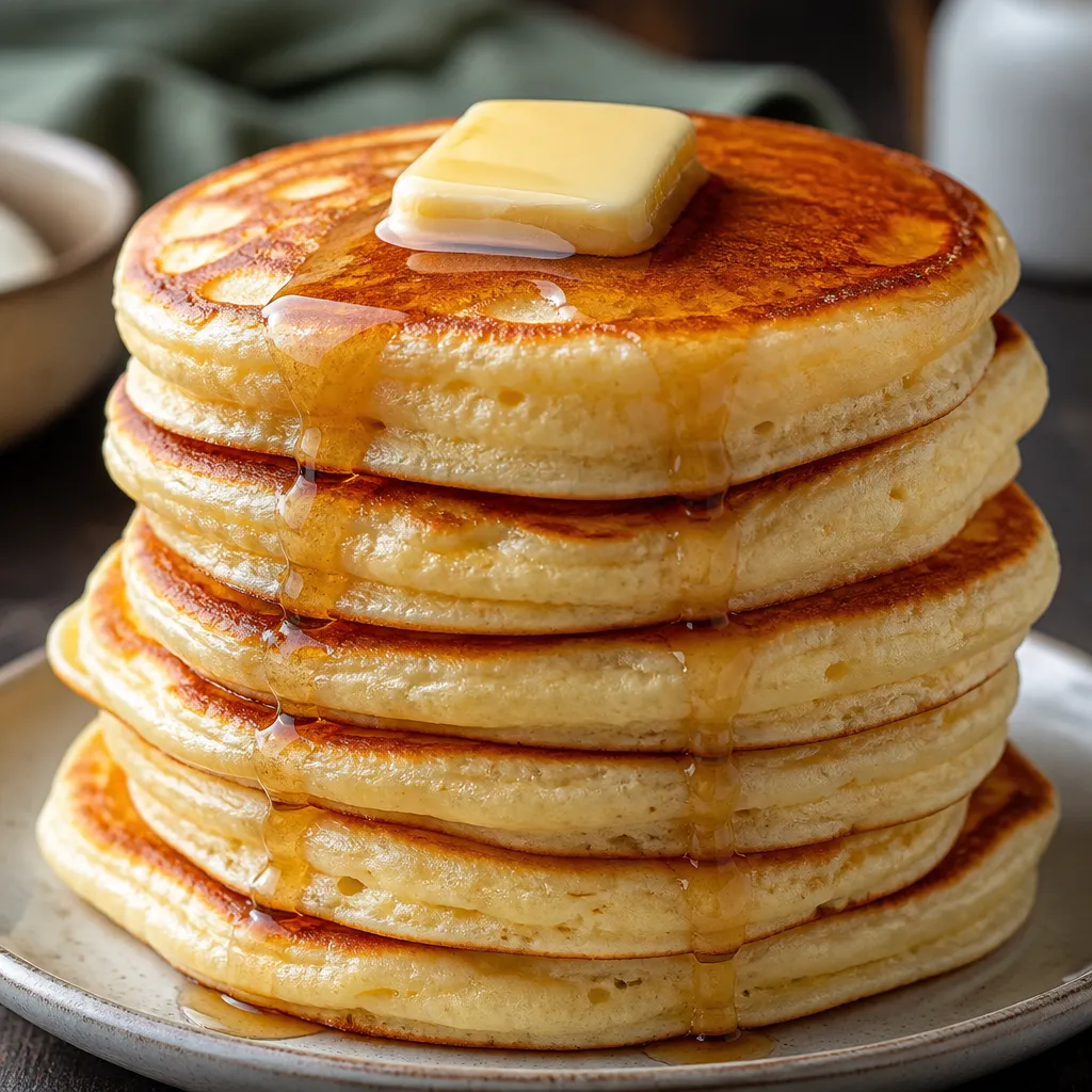 Stack of thick fluffy pancakes