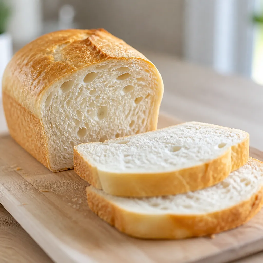 Sliced loaf with light open crumb