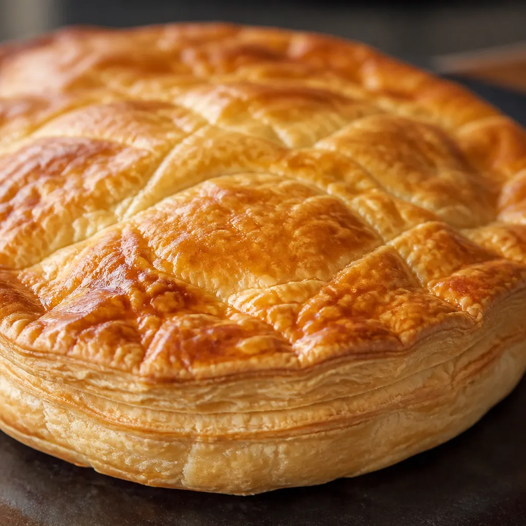 Golden flaky shortcrust pastry pie