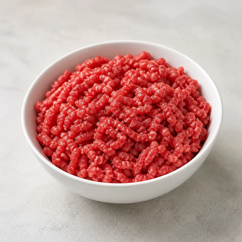 Fresh beef mince in a bowl ready for cooking